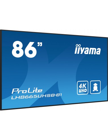 iiyama LH8665UHSB-B1 pantalla de señalización Diseño de quiosco 2,18 m (86") LED Wifi 800 cd m² 4K Ultra HD Negro Procesador