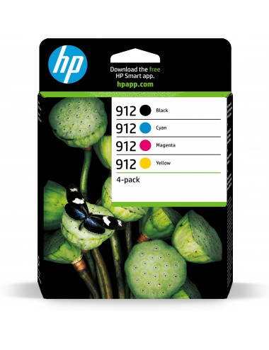 HP 912 Pack de 4 cartouches d'encre Noir Cyan Magenta Jaune authentiques