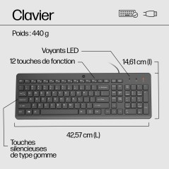 HP 150 WIRED MOUSE KB COMBO FR clavier Souris incluse USB Noir