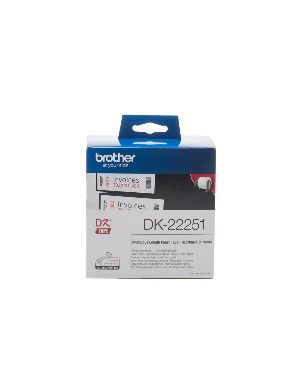Brother DK-22251 cinta para impresora de etiquetas Negro y rojo sobre blanco