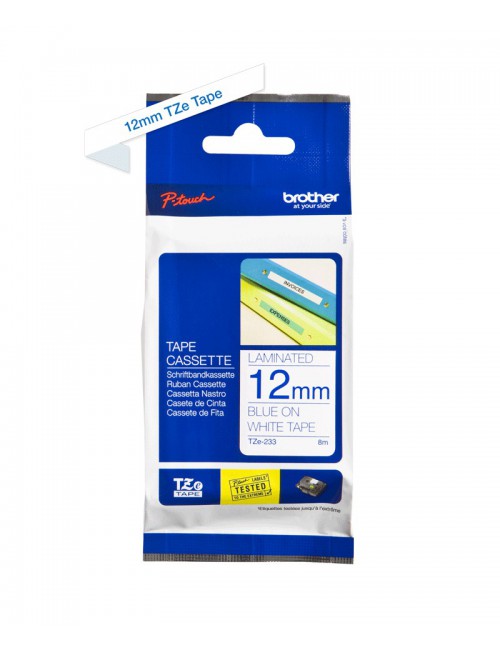 Brother TZE-233 nastro per etichettatrice Blu su bianco