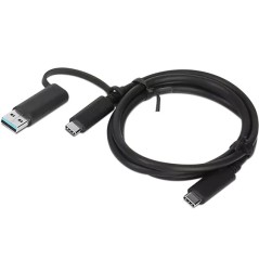 Lenovo 4X90U90618 câble USB USB 3.2 Gen 1 (3.1 Gen 1) 1 m USB A USB C USB C Noir
