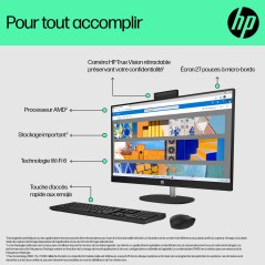 HP All-in-One 27-cr0074nf PC AMD Ryzen™ 7 7730U 68,6 cm (27") 1920 x 1080 pixels 16 Go DDR4-SDRAM 512 Go SSD Windows 11 Home