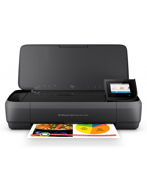 HP OfficeJet Stampante All-in-One portatile 250, Colore, Stampante per Piccoli uffici, Stampa, copia, scansione, ADF da 10 fogli