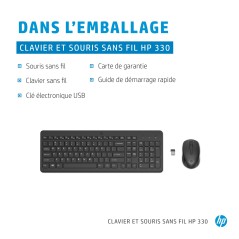 HP 330 Wls Mse and KB Combo FR clavier Souris incluse Universel RF sans fil Noir
