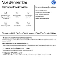 HP EliteBook 8 G1i 13 inch Notebook AI PC Wolf Pro Security Edition Intel Core Ultra 5 225U Ordinateur portable 33,8 cm (13.3")