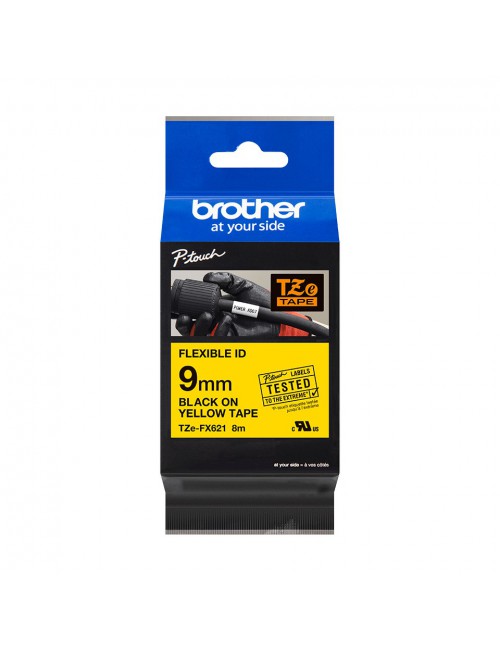 Brother TZE-FX621 ruban d'étiquette Noir sur jaune