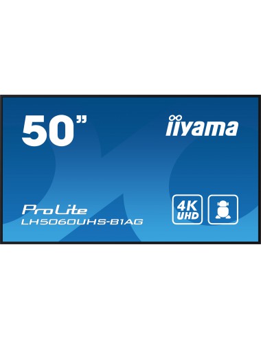 iiyama LH5060UHS-B1AG affichage de messages Carte A numérique 125,7 cm (49.5") LED Wifi 500 cd m² 4K Ultra HD Noir Intégré dans