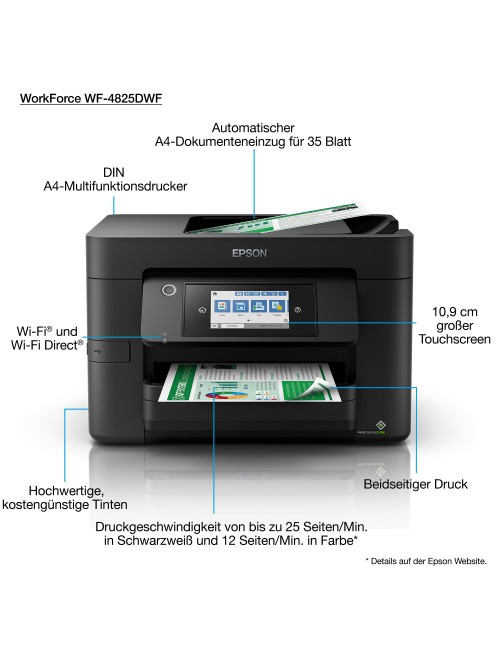 Epson WorkForce Pro WF-4825DWF Ad inchiostro A4 4800 x 2400 DPI 25 ppm Wi-Fi