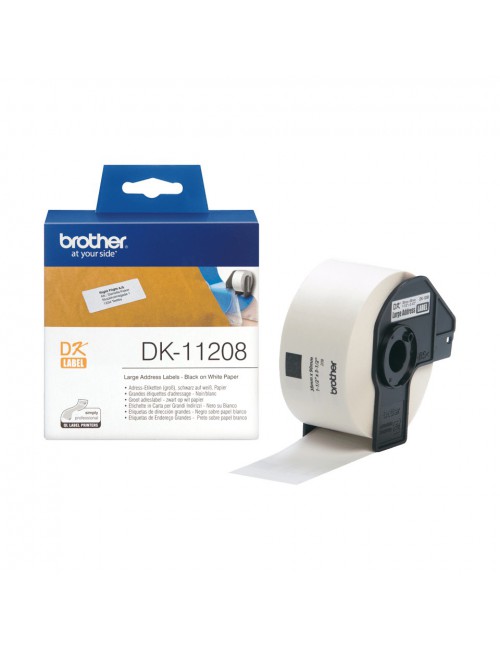 Brother DK-11208 - Rouleau d'étiquettes original – Noir sur blanc, 38 x 90 mm