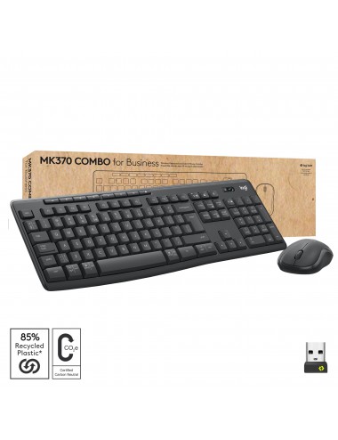 Logitech MK370 Combo for Business teclado Ratón incluido Oficina RF Wireless + Bluetooth AZERTY Francés Grafito