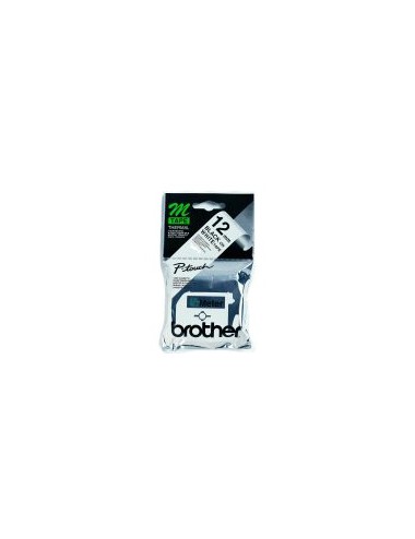 Brother Labelling Tape - 12mm, Black White, Blister ruban d'étiquette M