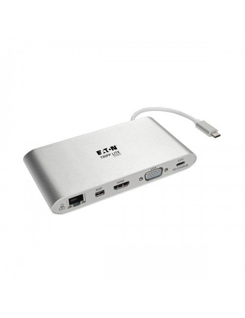 Tripp Lite U442-DOCK1 Estación de Conexión USB C, doble Pantalla - 4K HDMI mDP, VGA, USB 3.2 Gen 1, Hub USB A y USB C, GbE,