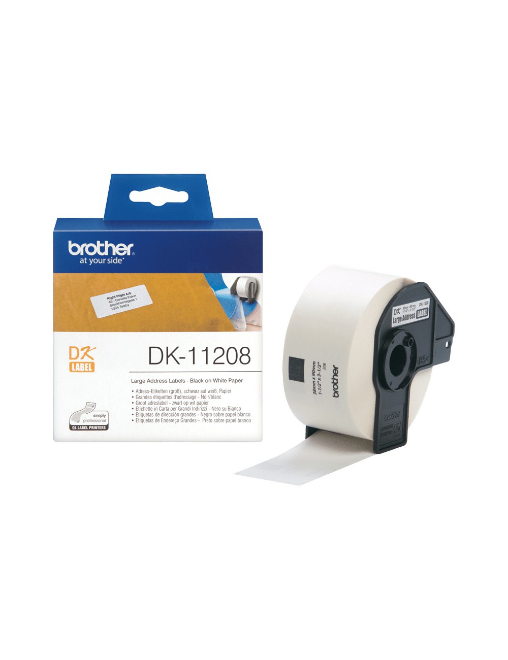 Brother DK-11208 nastro per etichettatrice Nero su bianco
