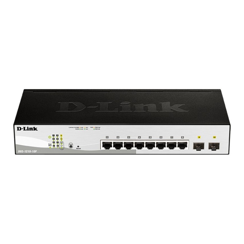 D-Link DGS-1210-10P Géré L2 Gigabit Ethernet (10/100/1000) Connexion Ethernet, supportant l'alimentation via ce port (PoE) 1U D-Link DGS-1210-10P Géré L2 Gigabit Ethernet (10/100/1000) Connexion Ethernet, supportant l'alimentation via ce port (PoE) 1U