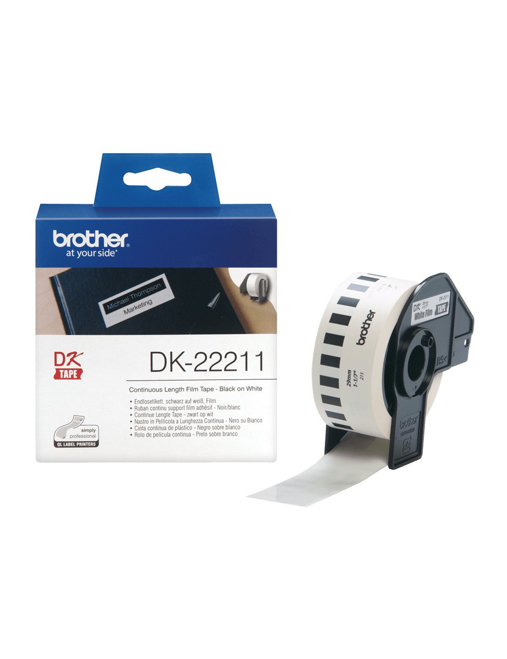 Brother DK-22211 nastro per etichettatrice Nero su bianco