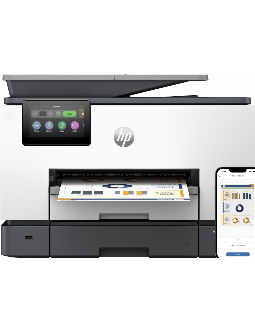 HP OfficeJet Pro 9130b Inalámbrico All-in-One Color Impresora, Impresión a doble cara Copiadora y escáner