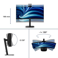 Philips 3000 series 34B2U3600CH 00 écran plat de PC 86,4 cm (34") 3440 x 1440 pixels Wide Quad HD LCD Noir