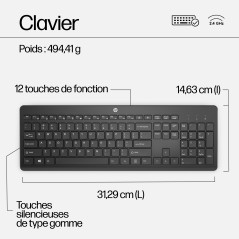 HP 230 WL MOUSE+KB COMBO FR clavier Souris incluse Bureau RF sans fil Noir