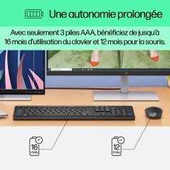 HP 230 WL MOUSE+KB COMBO FR clavier Souris incluse Bureau RF sans fil Noir