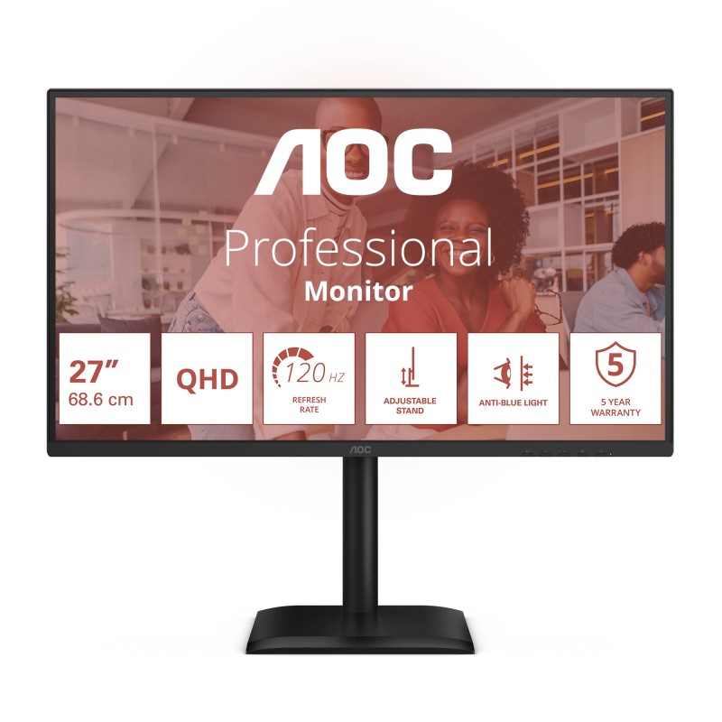 AOC E4 Q27E4U écran plat de PC 68,6 cm (27") 2560 x 1440 pixels Quad HD LED Noir AOC E4 Q27E4U écran plat de PC 68,6 cm (27") 2560 x 1440 pixels Quad HD LED Noir