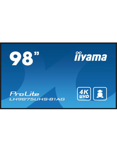 iiyama LH9875UHS-B1AG pantalla de señalización Pantalla plana para señalización digital 2,49 m (98") LED Wifi 500 cd m² 4K