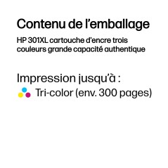 HP 301XL cartouche d'encre trois couleurs grande capacité authentique