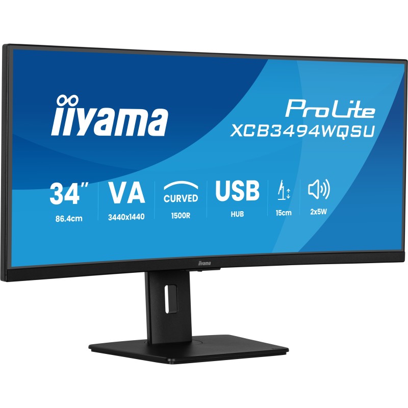 iiyama ProLite XCB3494WQSU-B1 écran plat de PC 86,4 cm (34") 3440 x 1440 pixels UltraWide Quad HD LED Noir iiyama ProLite XCB3494WQSU-B1 écran plat de PC 86,4 cm (34") 3440 x 1440 pixels UltraWide Quad HD LED Noir