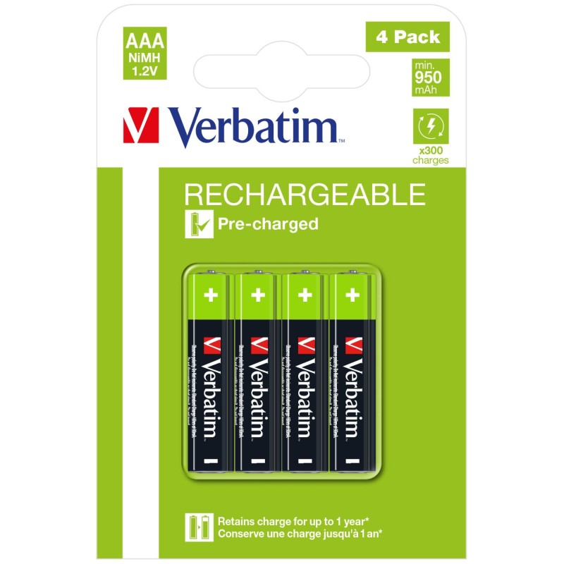 Verbatim 49514 pile domestique Batterie rechargeable AAA Hybrides nickel-métal (NiMH) Verbatim 49514 pile domestique Batterie rechargeable AAA Hybrides nickel-métal (NiMH)