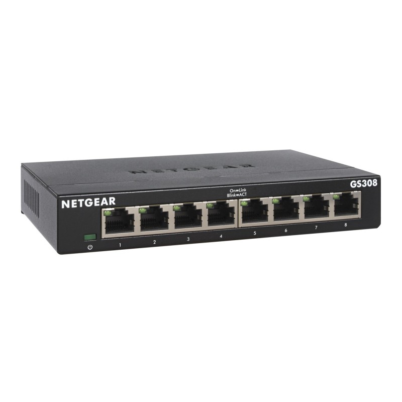 NETGEAR GS308-300PES commutateur réseau Non-géré L2 Gigabit Ethernet (10/100/1000) Noir NETGEAR GS308-300PES commutateur réseau Non-géré L2 Gigabit Ethernet (10/100/1000) Noir