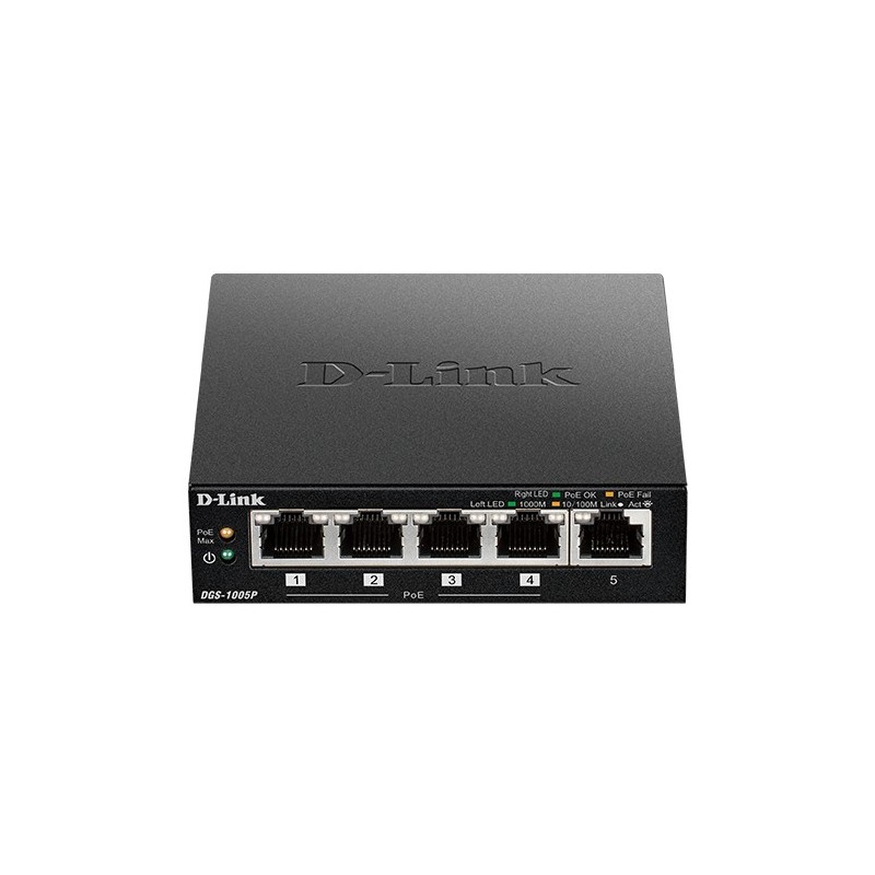 D-Link DGS-1005P/E commutateur réseau Non-géré Gigabit Ethernet (10/100/1000) Connexion Ethernet, supportant l'alimentation via