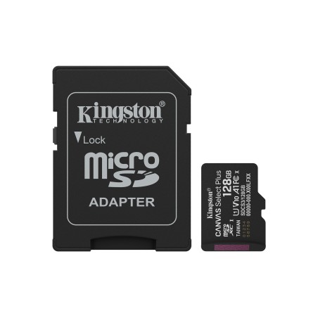 Kingston Technology 128GB microSDXC Canvas Select Plus Gen3 150MB s A1 (Adaptateur SD inclus)