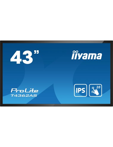 iiyama T4362AS-B1 affichage de messages Écran plat interactif 108 cm (42.5") IPS 500 cd m² 4K Ultra HD Noir Écran tactile