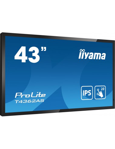 iiyama T4362AS-B1 affichage de messages Écran plat interactif 108 cm (42.5") IPS 500 cd m² 4K Ultra HD Noir Écran tactile