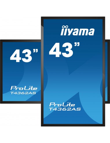 iiyama T4362AS-B1 affichage de messages Écran plat interactif 108 cm (42.5") IPS 500 cd m² 4K Ultra HD Noir Écran tactile