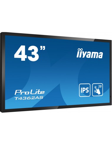 iiyama T4362AS-B1 affichage de messages Écran plat interactif 108 cm (42.5") IPS 500 cd m² 4K Ultra HD Noir Écran tactile