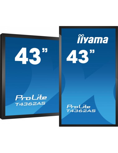 iiyama T4362AS-B1 affichage de messages Écran plat interactif 108 cm (42.5") IPS 500 cd m² 4K Ultra HD Noir Écran tactile