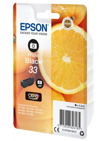 Epson Oranges Singlepack Photo Black 33 Claria Premium Ink