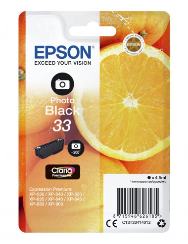 Epson Oranges Singlepack Photo Black 33 Claria Premium Ink