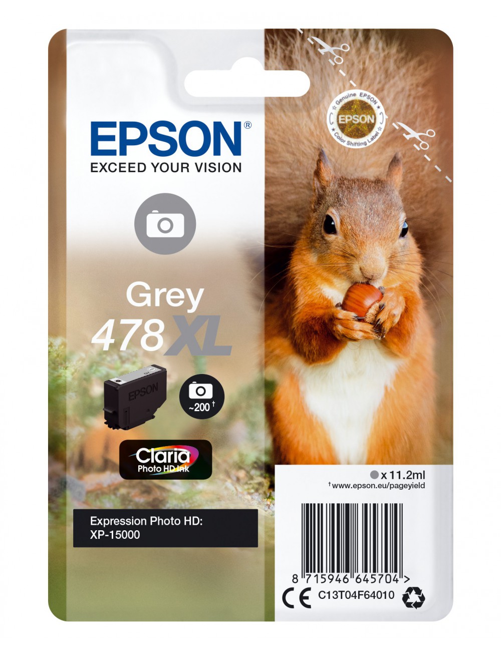 Epson Squirrel Singlepack Grey 478XL Claria Photo HD Ink