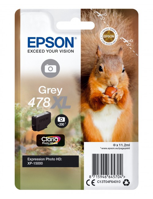 Epson Squirrel Singlepack Grey 478XL Claria Photo HD Ink