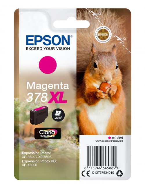 Epson Squirrel Singlepack Magenta 378XL Claria Photo HD Ink