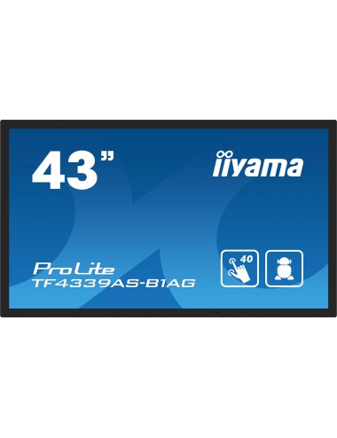 iiyama TF4339AS-B1AG affichage de messages Écran plat de signalisation numérique 108 cm (42.5") LED 500 cd m² 4K Ultra HD Noir