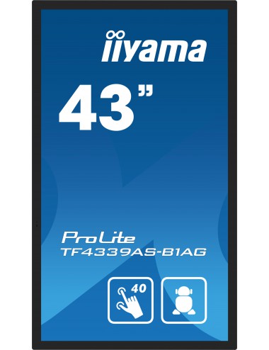 iiyama TF4339AS-B1AG affichage de messages Écran plat de signalisation numérique 108 cm (42.5") LED 500 cd m² 4K Ultra HD Noir