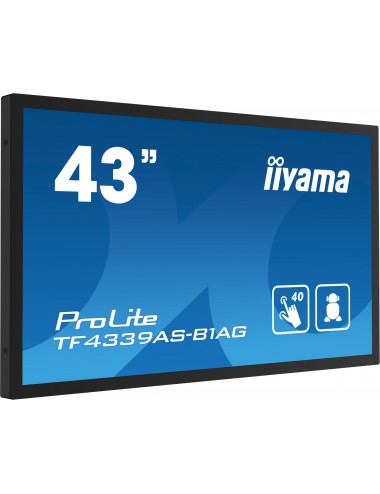 iiyama TF4339AS-B1AG affichage de messages Écran plat de signalisation numérique 108 cm (42.5") LED 500 cd m² 4K Ultra HD Noir