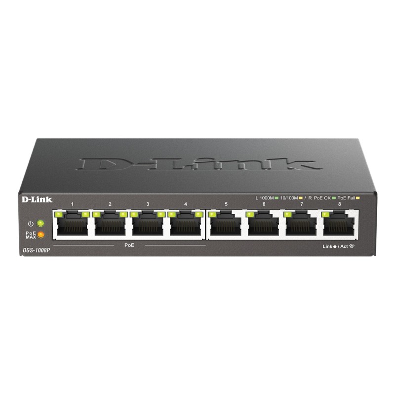 D-Link DGS-1008P/E commutateur réseau Non-géré L2 Gigabit Ethernet (10/100/1000) Connexion Ethernet, supportant l'alimentation D-Link DGS-1008P/E commutateur réseau Non-géré L2 Gigabit Ethernet (10/100/1000) Connexion Ethernet, supportant l'alimentation