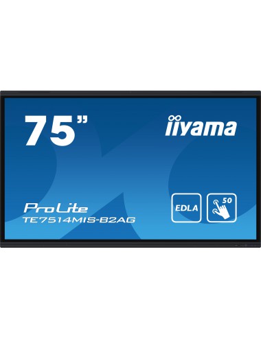 iiyama PROLITE TE7514MIS-B2AG Écran plat de signalisation numérique 190,5 cm (75") LCD Wifi 435 cd m² 4K Ultra HD Noir Écran