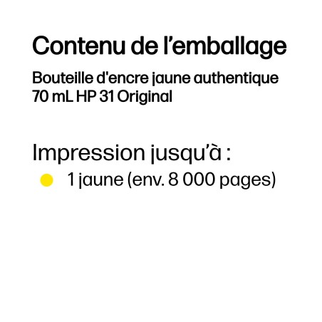 HP Bouteille d'encre jaune authentique 70 mL 31 Original