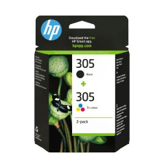 HP Pack de 2 cartouches d'encre authentiques 305 3 couleurs   noir