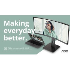 AOC CU34P3CV écran plat de PC 86,4 cm (34") 3440 x 1440 pixels UltraWide Quad HD LED Noir